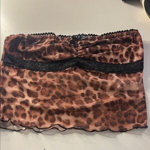 SHEIN Animal Print Bandeau with Lace Detail